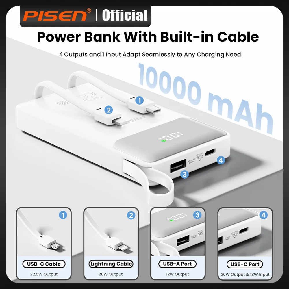 PISEN Power Bank 22.5W Universal Compatibility