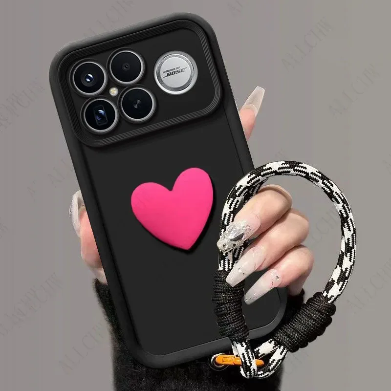 Lanyard Wrist Strap Shockproof Phone Case with Back Cover Coque