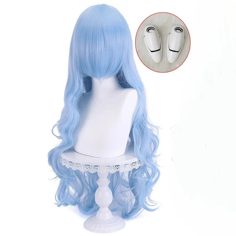 High Quality Ayanami Rei Cosplay Wig Anime EVA Long Cyan Blue Curly Synthetic Hair Heat Resistant Halloween Party Wigs