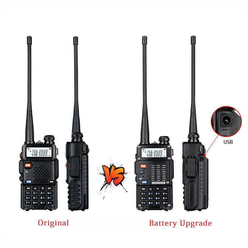 BAOFENG BF-F8HP Upgraded Walkie Talkie With Enlarge 3800mAh USB Charging Battery 8W Dual Band UV-5RT Portable Two Way Radio UV5R