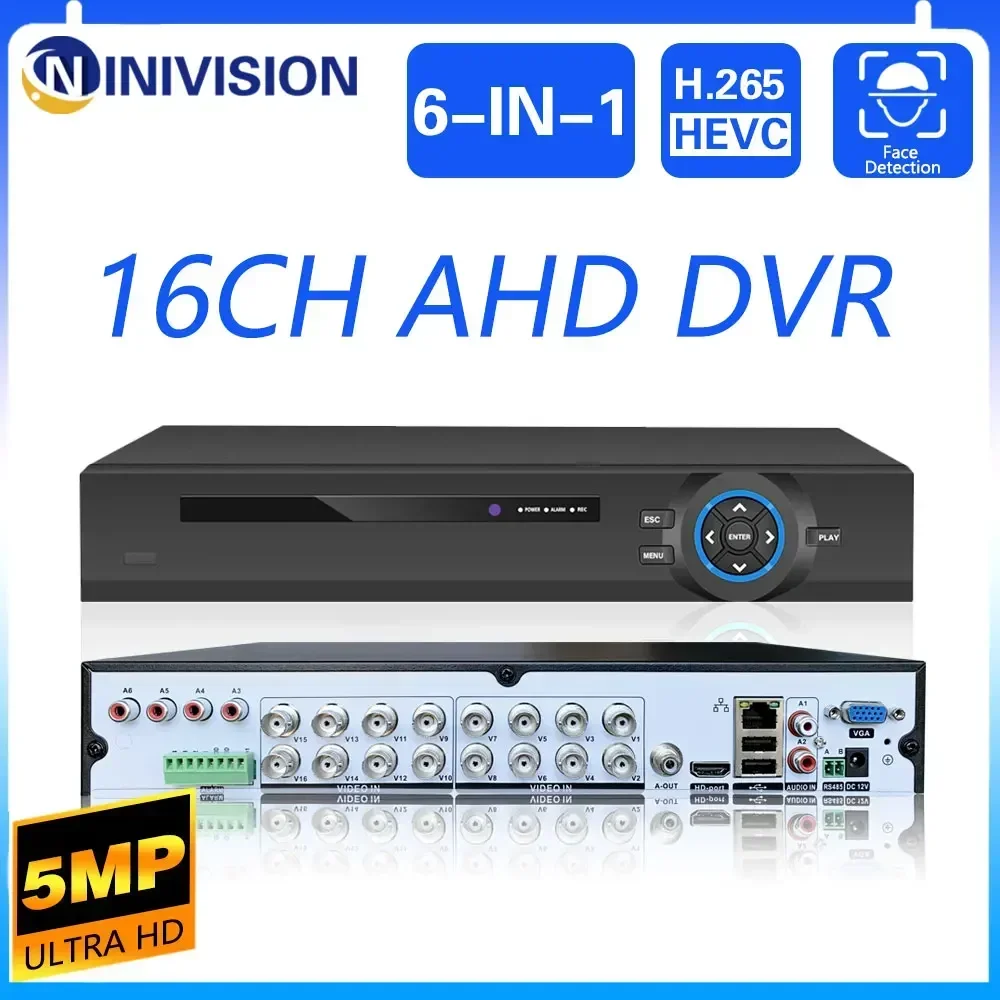 

5-мегапиксельная AHD 16-канальная AHD DVR NVR гибридная 6-в-1 видеокамера для 5MP 1080P TVI CVI CVBS AHD IP CCTV камера видеонаблюдения с жестким диском 4 ТБ