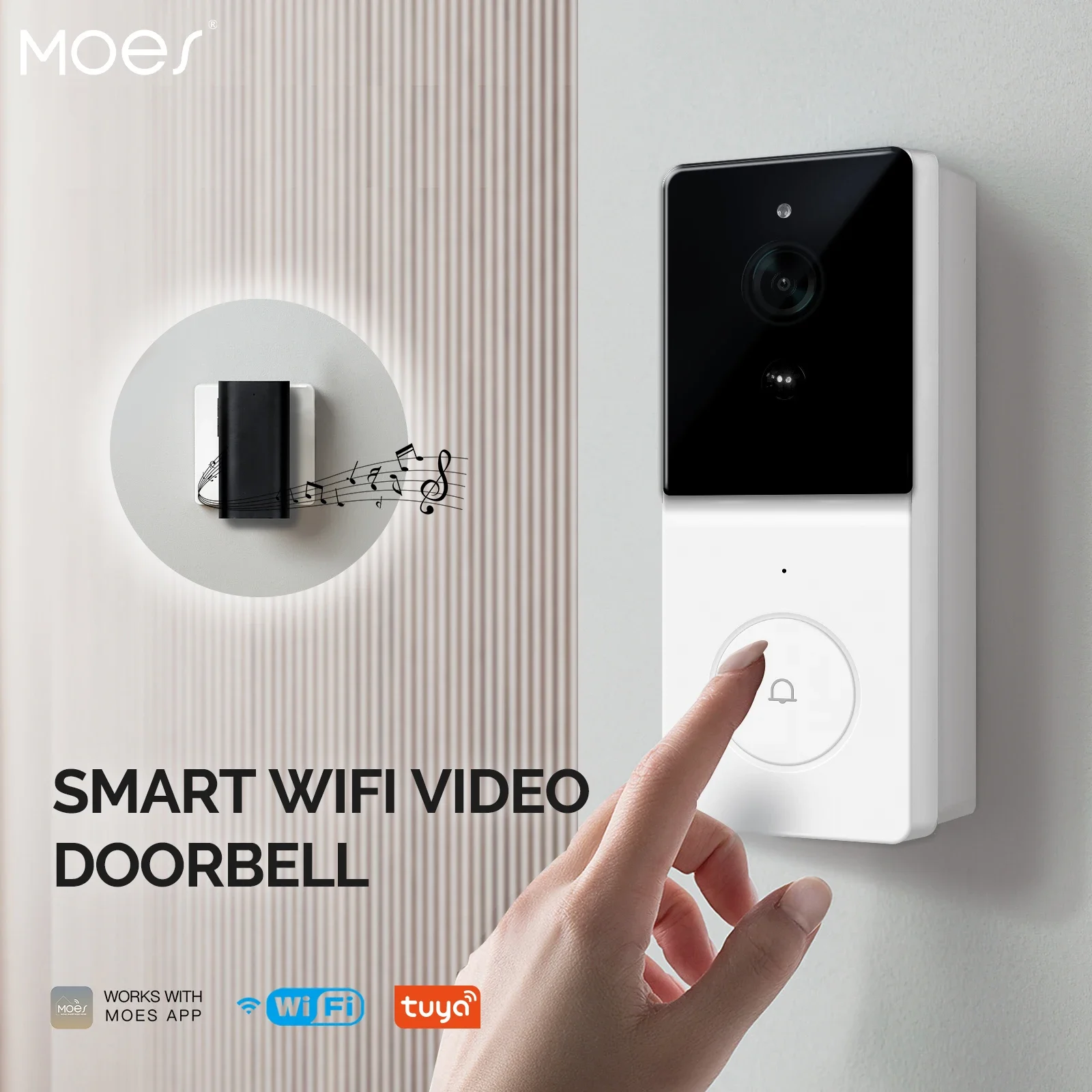 

MOES Tuya Smart WiFi Video Doorbell Camera with 2-Way Audio Intercom, Night Vision & Wireless Door product Home Security