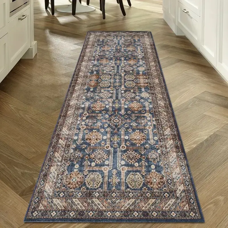 VIKAMA Washable Hallway Runner Rug for Home Decor Vintage Long Kitchen Carpets with Non Slip Backing Rug for Living Room Bedroom
