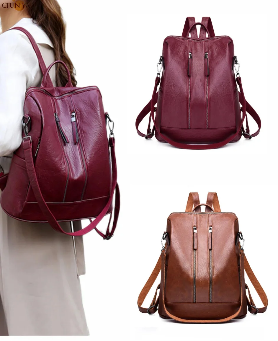 

New Leather Women Backpack High Quality PU Female Bag Bucket Lady Shoulder Packs Big Capacity Backpacks Travel Rucksack