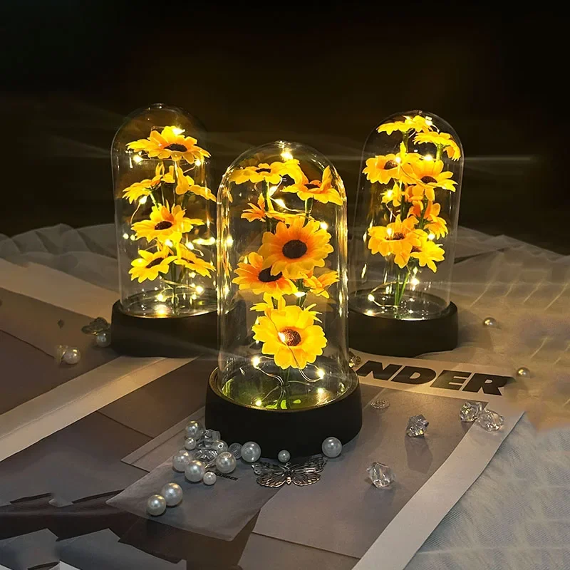 Artificial Sunflower Plastic Set Eternal Flower Gift Birthday Gift Can Light Up Christmas New Year's Room Decoration