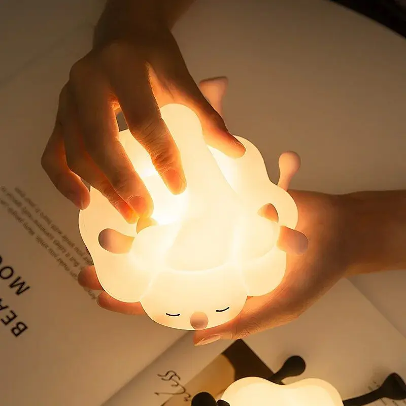 LED 수면 양 실리콘 야간 조명, USB 충전 야간 조명, 침실 장식, 생일 선물, 조도 조절 무드 라이트