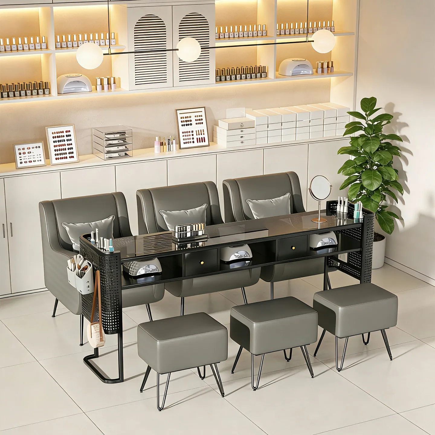 Table de manucure simple LTT1 Cream Wind avec aspirateur intégré, table spéciale pour salon de manucure
