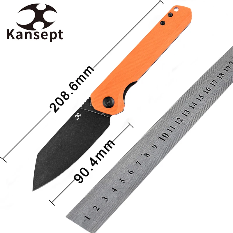 

Kansept Pocket Knife Bulldozer T1028A7 Black TiCn Coated D2 Blade Orange G10 Handle Camping Hunting Folding Knife for EDC