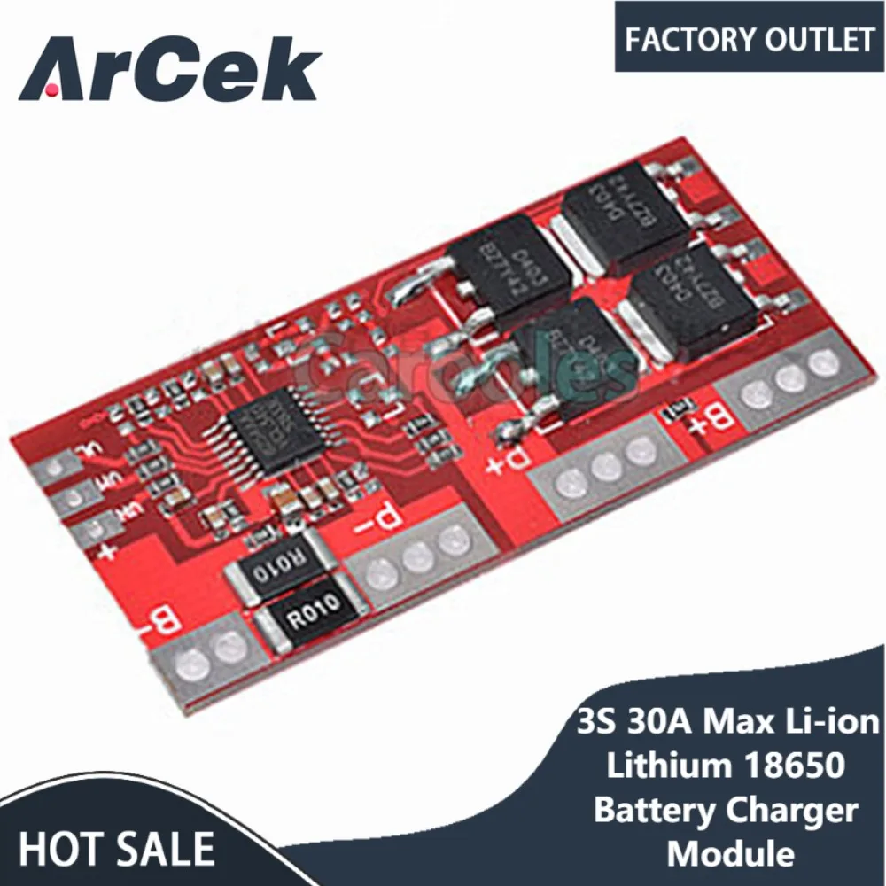 

Модуль зарядного устройства литий-ионной батареи 3S 30 А макс., защита от короткого замыкания, перегрузки по току, переразряда, плата BMS