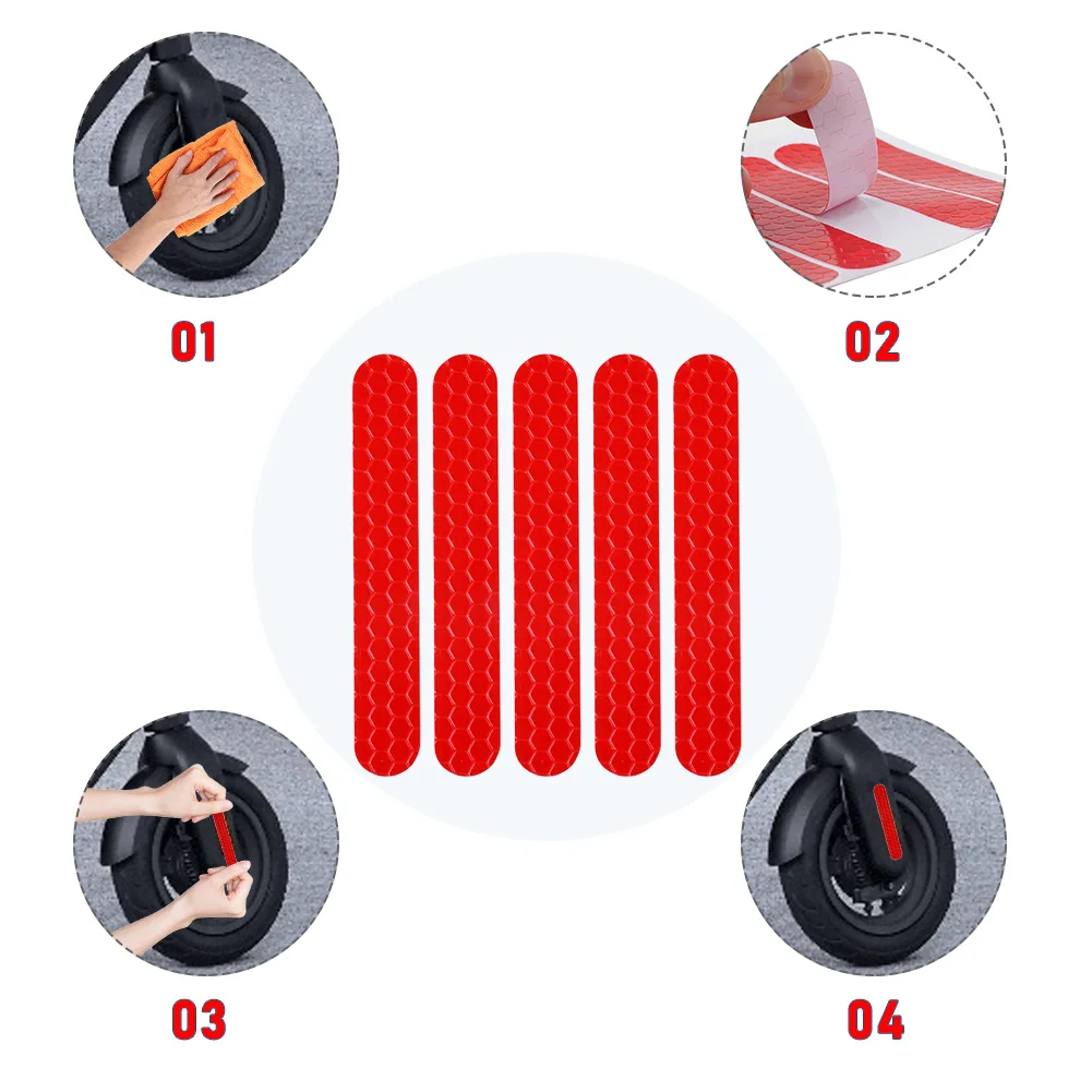 5pcs Scooter Reflective Stickers For Ninebot ES1 ES2 ES3 ES4 E22 E25 Electric Scooter PVC Anti-reflective Warning Hoverboard electric scooter accelerator throttle finger for ninebot es1 es2 es3 es4 electric scooters replacement parts accessories