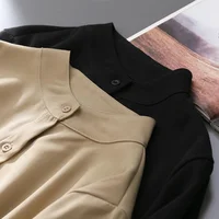 امرأة الربيع الخريف نمط البلوزات قميص سيدة طويلة فانوس كم الوقوف طوق فضفاض Blusas القمم DF4847 1