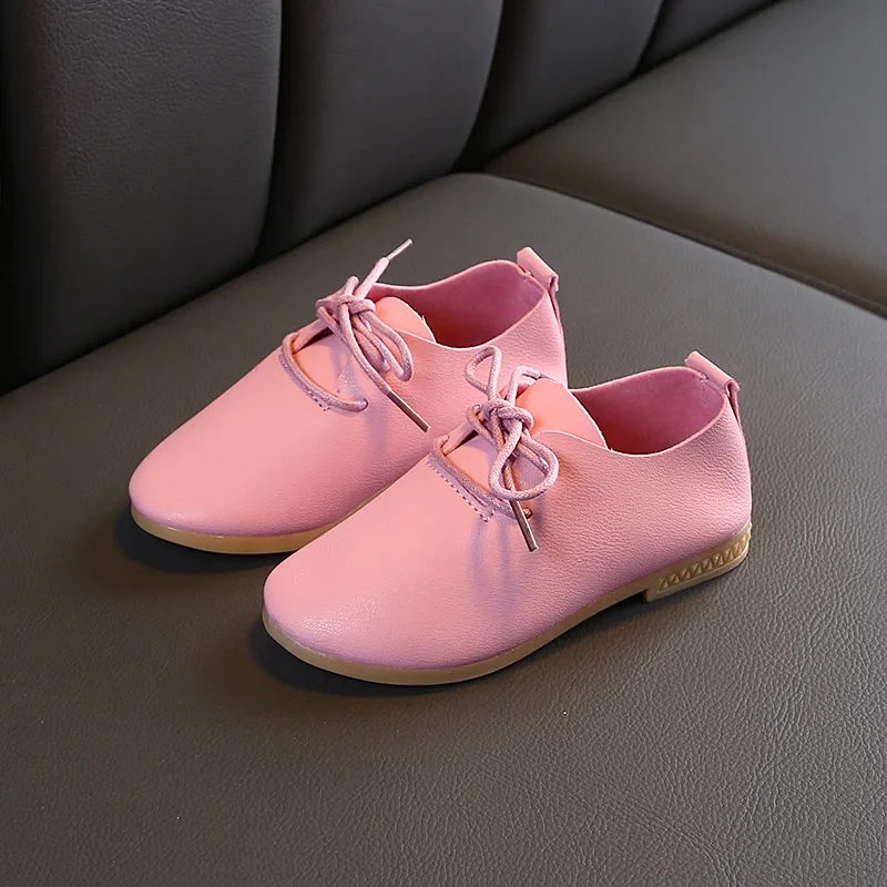 Toddler Little Girl PU Leather Shoes Formal Boys School Shoes Student Lace Up Evening Party Dresses for Kids Baby H04183