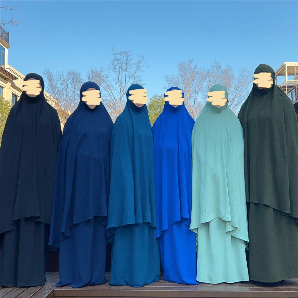 

Eid с капюшоном Abaya Khimar мусульманская женская молитвенная одежда платье над головой искусственное арабское платье Дубай ислама Паранджа скромная одежда