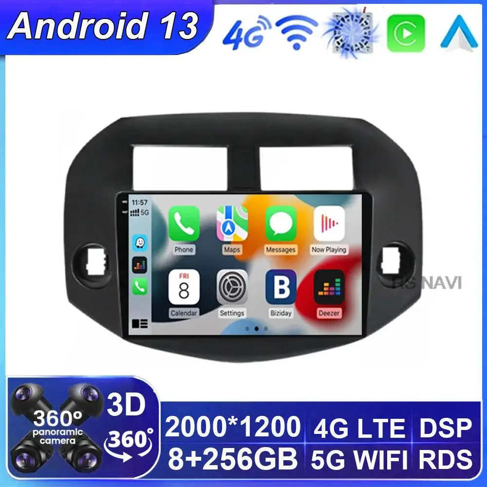 

Android 13 Car Rodio for Toyota RAV4 3 XA30 2005-2013 Carplay Auto Multimedia Video Player Navigation Head Unit WIFI+4G GPS DSP