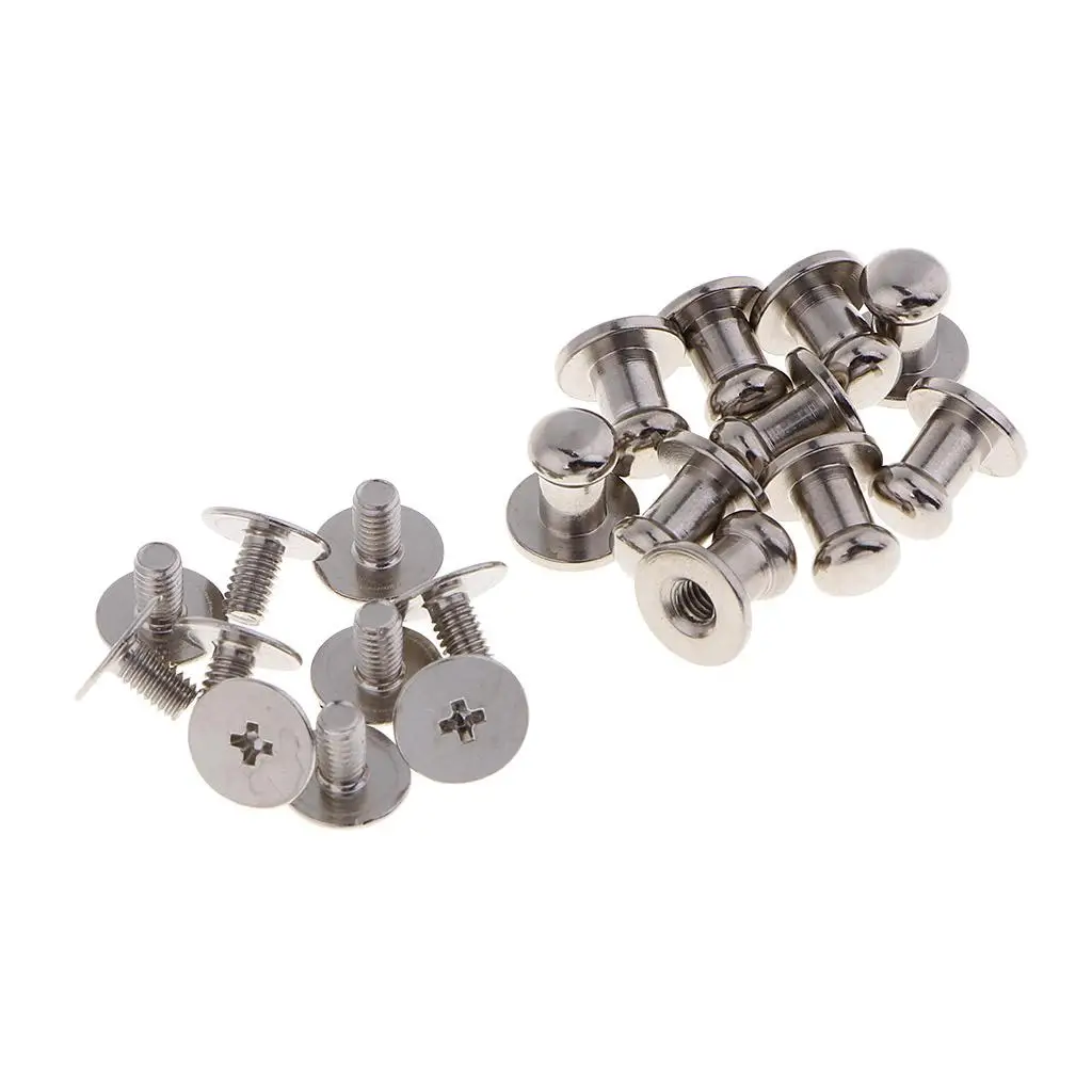 10 Pieces Leather Binding Screw Solid Strap , DIY Leather Accessories for Bags Belts