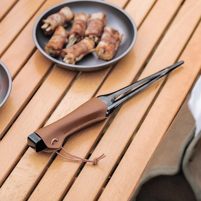 Kültéri Rozsdamentes Acél Barbecue Klipek Szett Oszlopok Kenyér Klip Fekete Megosztó Pálcikák Steak Ételklip - Image 5