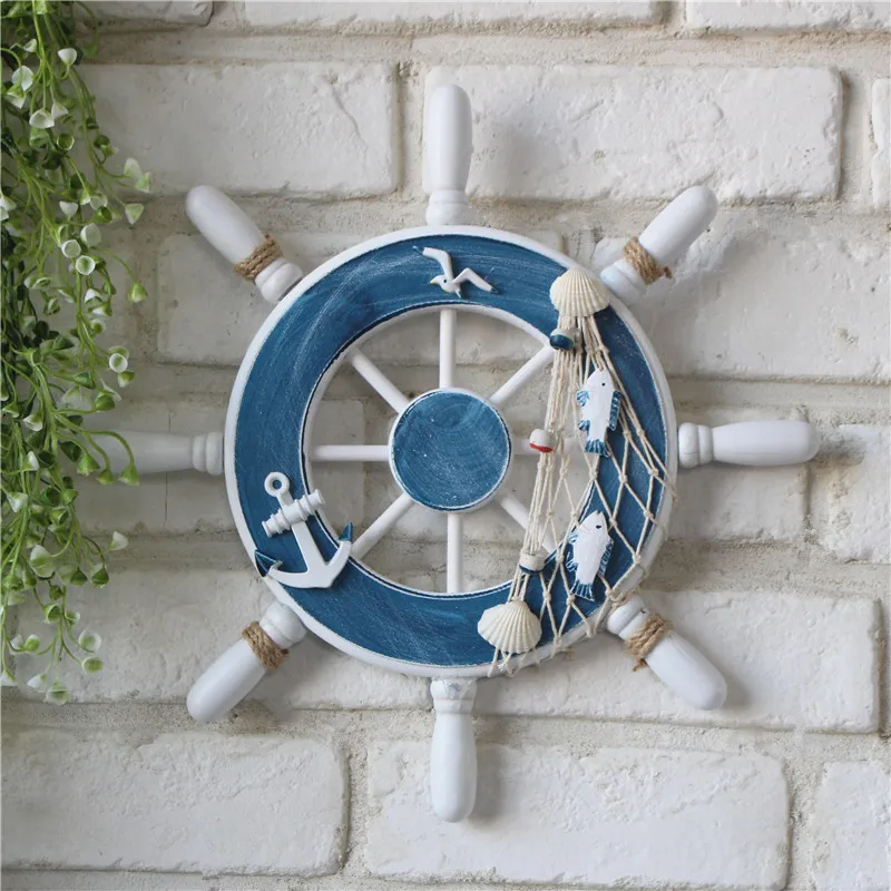 Wood Ship Wheel Boat Steering Rudder Anchor Mediterranean Ornament Nautical Theme Birthday Party Decorations Kids Supplies