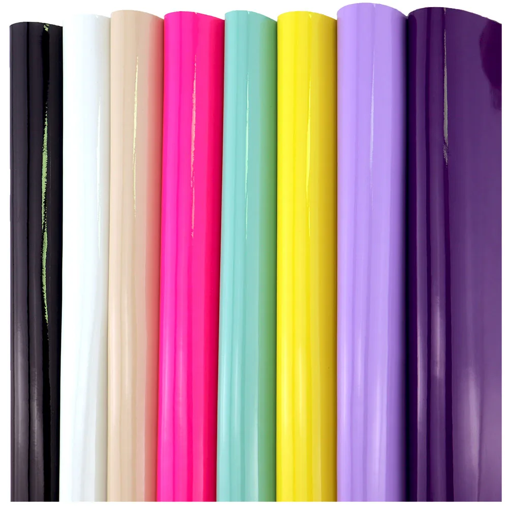 20/50x120cm Mirror Plain Solid Color Faux PU Synthetic Leather Fabric Material For Bows Handbag Sewing DIY BH078
