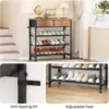 Shoe Rack, 4 Tier Shoe Organizer for 9-12 Pairs of Shoes, with 2 Drawers, 3 Fabric Shelves and Wooden Top 3