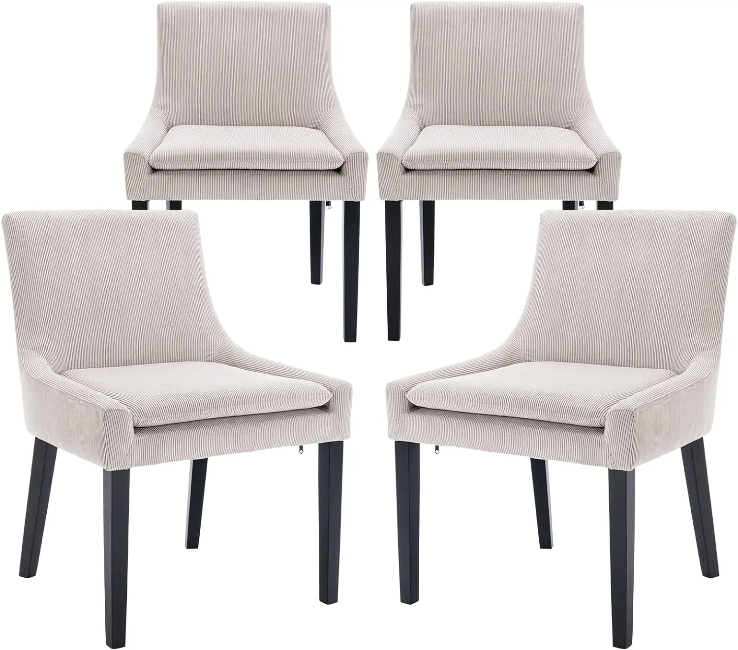 

COLAMY Modern Dining Chairs Set of 4, Upholstered Corduroy Accent Side Leisure Chairs with Mid Back and Wood Legs