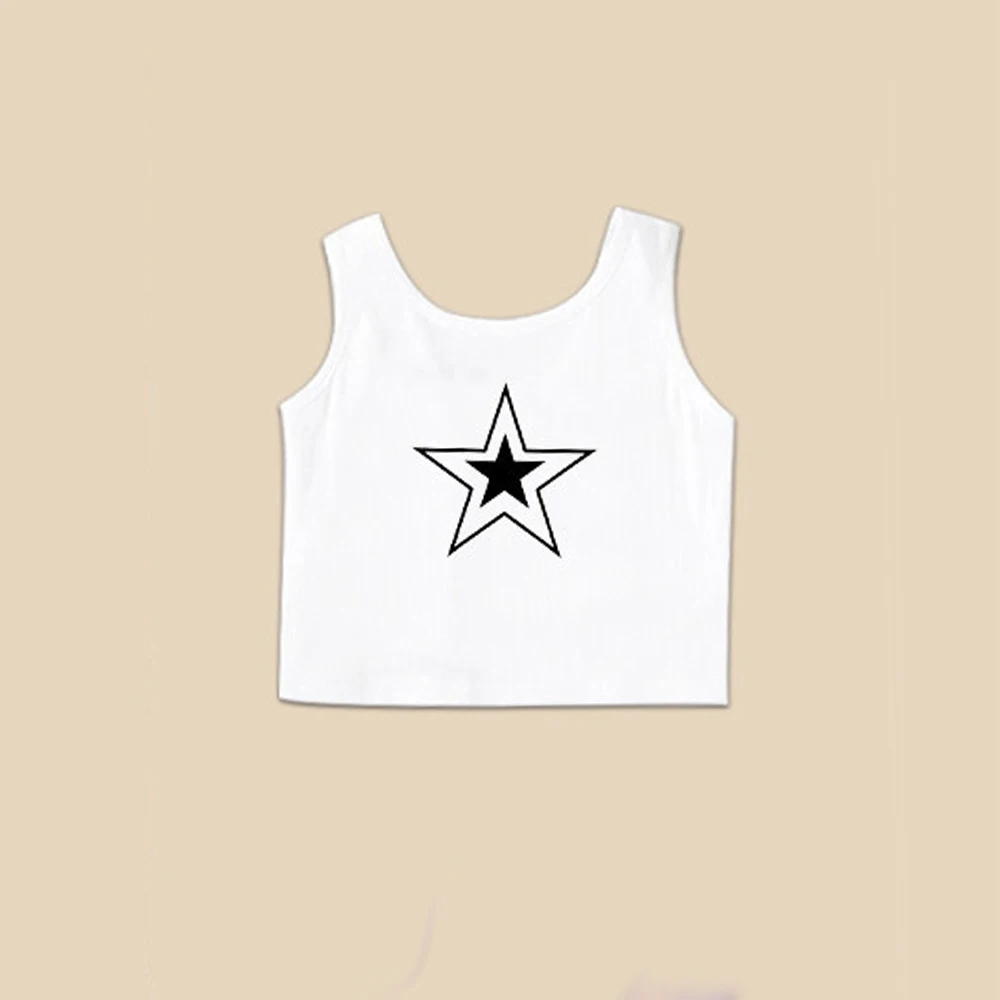 Summer Girls Tank Top Star Crop Tops For Kids Teenager Sleeveless Vest Letter Camisole 2-10Yrs Children's Clothes Fashion