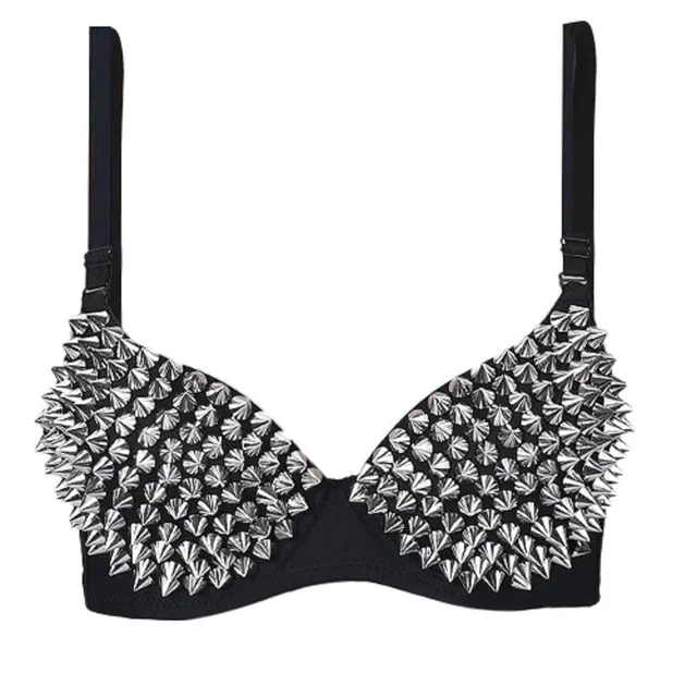 Nouveau Lingerie Sexy sous-vêtements soutiens-gorge pour femmes Steampunk Spike goujons soutien-gorge haut sans fil soutien-gorge mode fête Club hauts sous-vêtements féminins 1