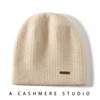 High Quality 100% Cashmere Knitted Hat for Women Casual Beanie Hats Lady Thick Cashmere Cap Winter Soft Warm Outdoor Solid Cap 5