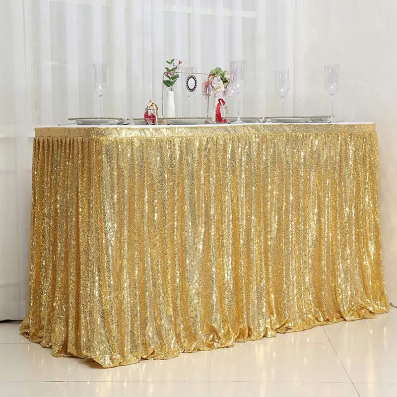 Rectangular Table Skirt Table Cover Glitter Sequin Skirt for Wedding Christmas Birthday Party Accessories Home Decoration table cover table skirt