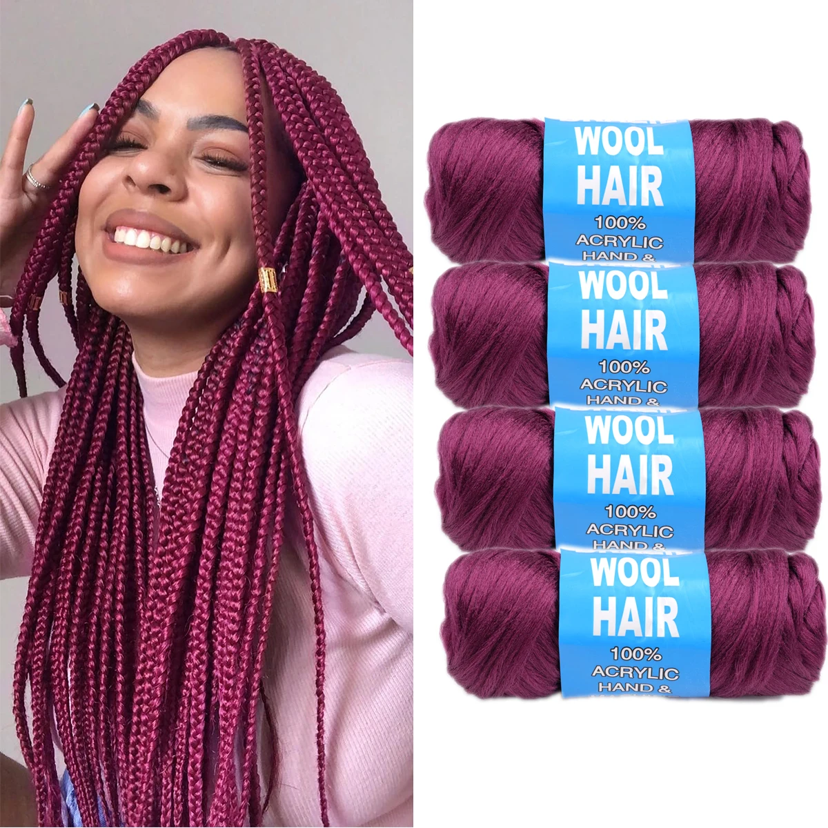 70g/Pc Brazilian Wool Hair Low Temprature Flame Retardant Synthetic Fiber for Wig Materials Dirty Braids For Women 6