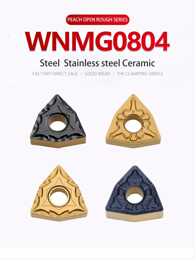 Kakarot Carbide Insert WNMG080404-CQ AP45 WNMG 080408-TM Turning Tools Rough machining CNC Lathe Cutter 10pcs Blade Plate