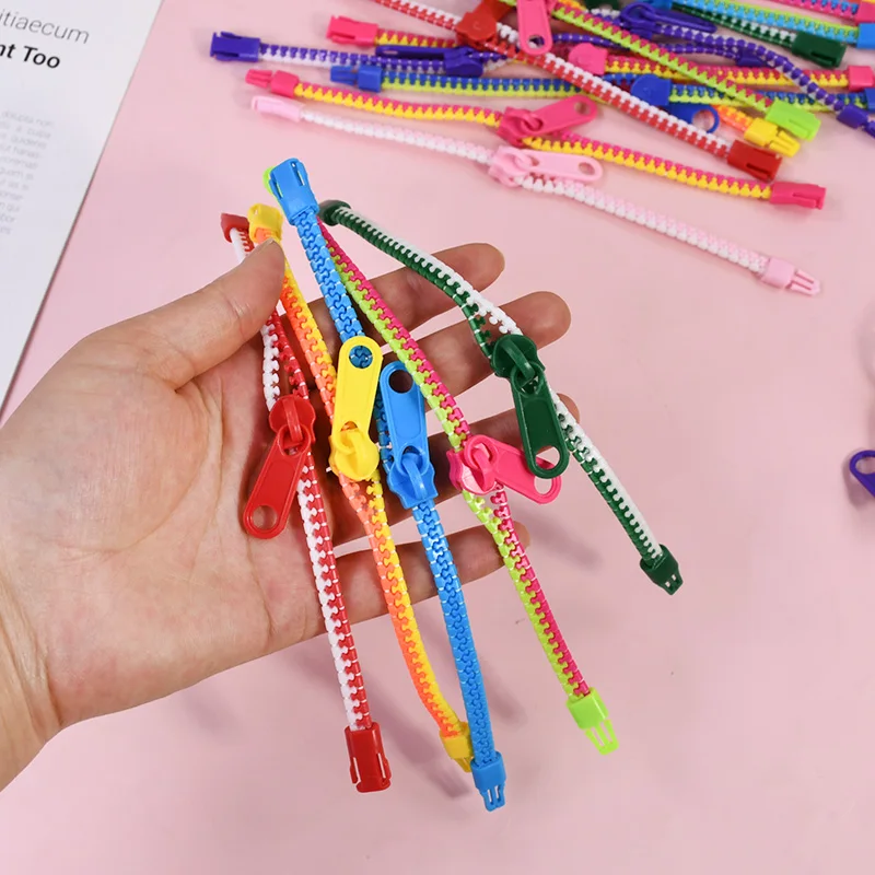 12/24Pcs Zipper Bracelets Kids Anti Stress Fidget Toys Birthday Party Favors Goodie Pinata Fillers Christmas Wedding Guests Gift