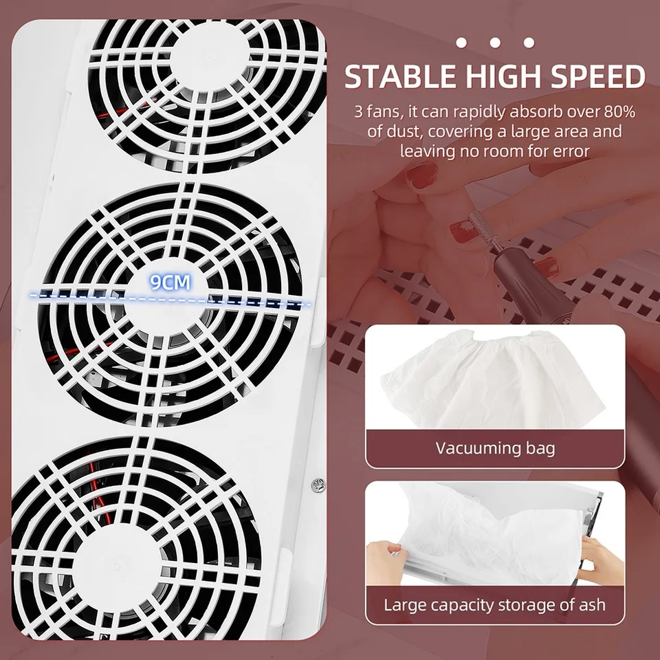 Buy Strong Nail Dust Collector 60W Nail Suction Vacuum UV Gel Nail Polish Cleaner Fan Manicure Tool