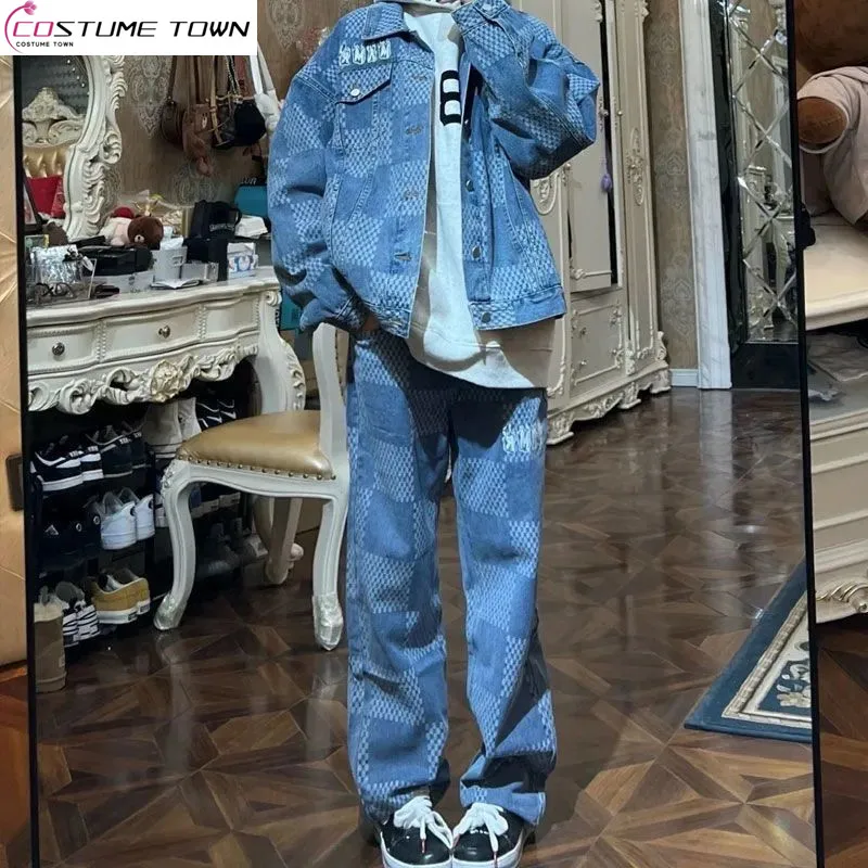Vintage Wear a Whole Set of Women's Spring and Autumn 2023 New Fashionable and Versatile Jean Jacket Women's Two-piece Suit