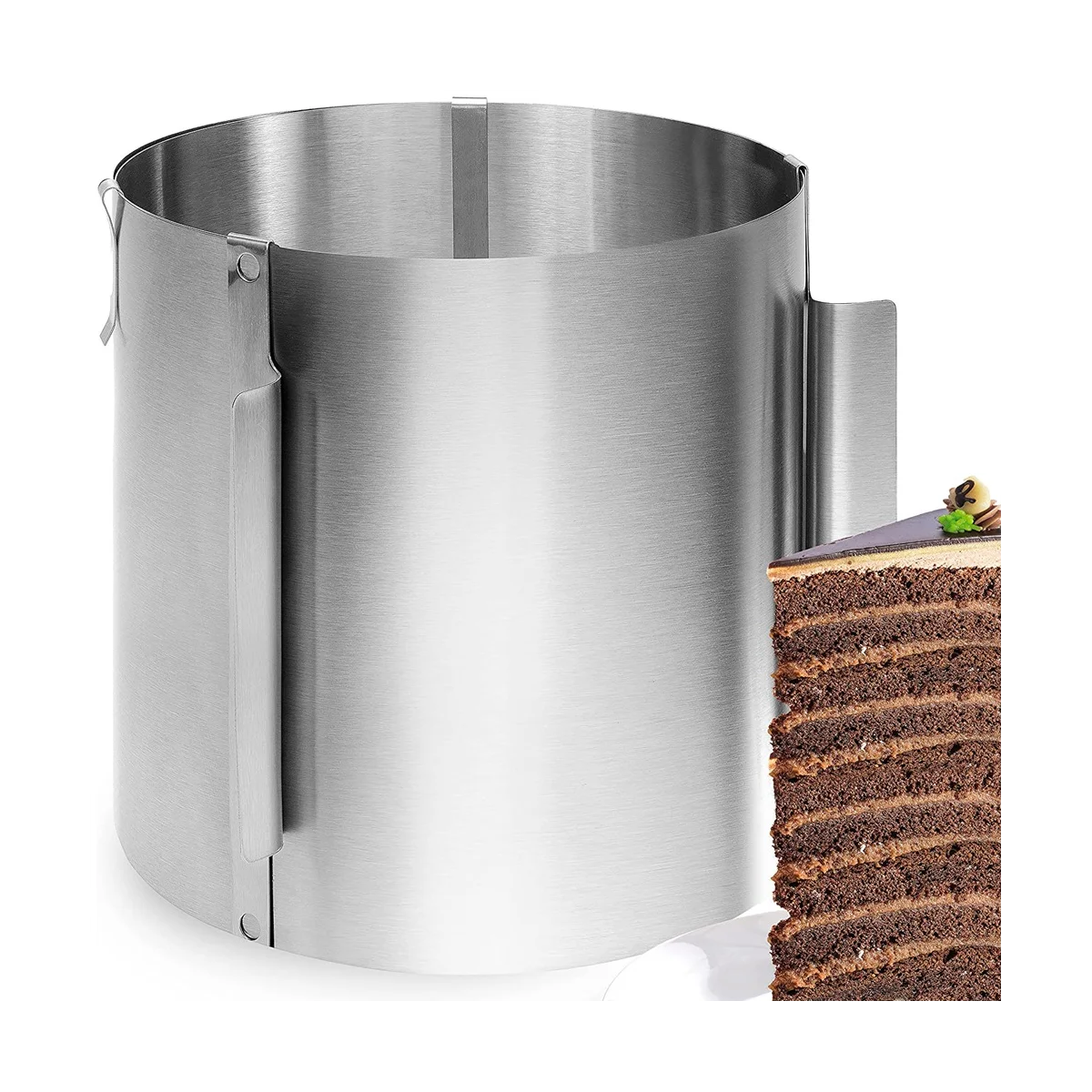2 Stuks Verstelbare Taartring 16-30 Cm Hoog 15 Cm - Roestvrij Staal Ronde Taartring Voor Cakes En Gebak
