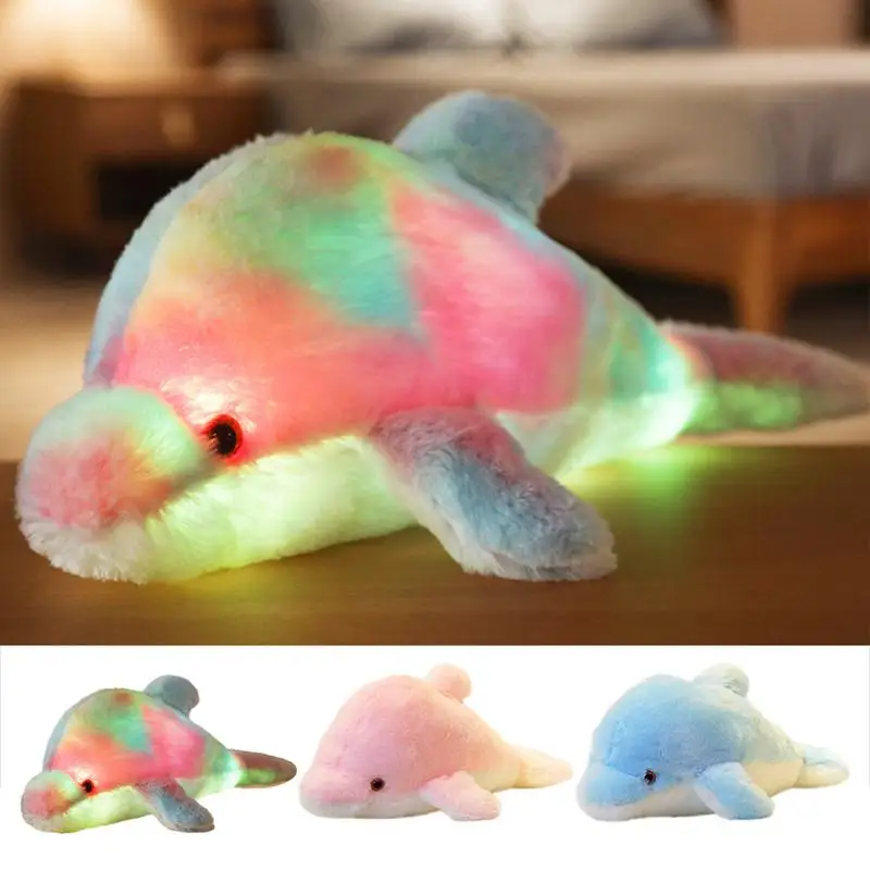 plush toy with LED Lights cute Dolphin Luminous Plush Toys sea animal stuffed toy Glowing Dolphin Hugging Pillow gifts for kids animal mini car vacuum cleaner 3 colors night lights keyboard snack crumbs hair tabacoo ash dust remover