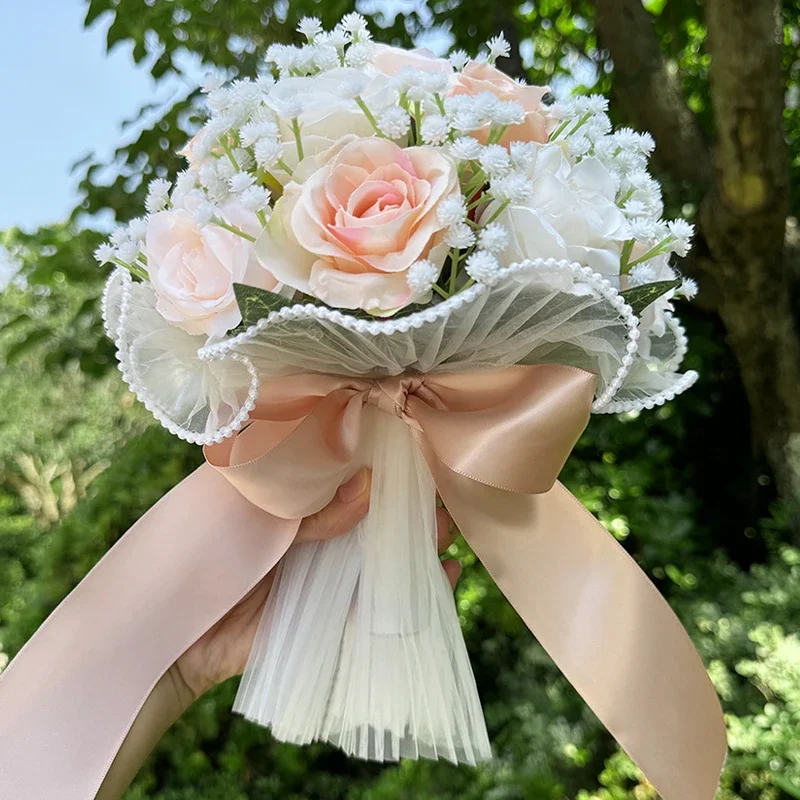 1PC Rose Filled with Stars Bride Holding Flowers Outdoor Wedding Eternal Plastic Flowers Simulated Shooting Props