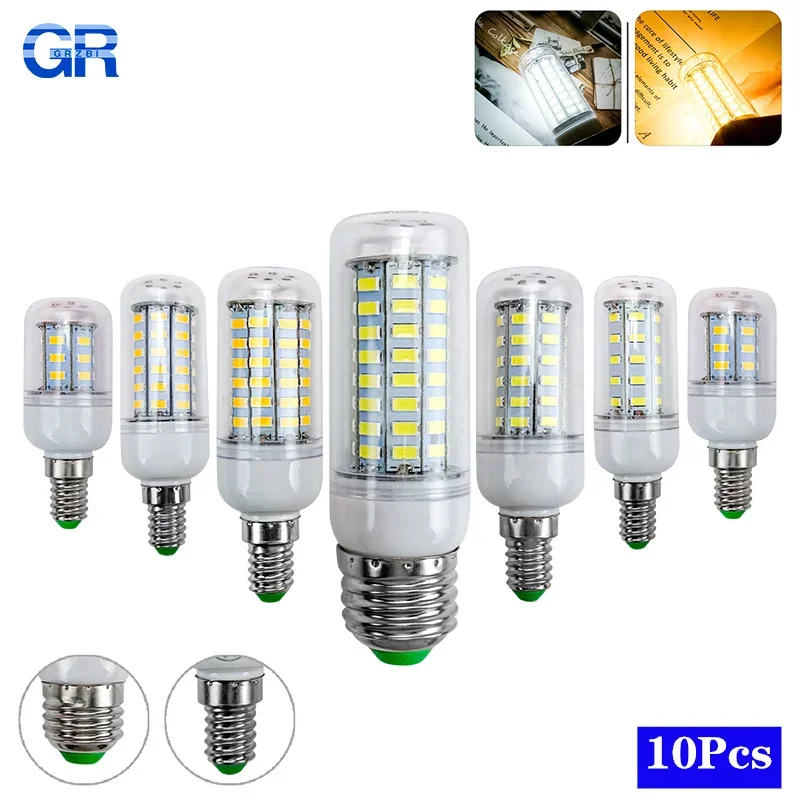 Led Light 10pcs/lot E27 Led Lamp AC 220V Corn Bulb 24 36 48 56 69 72leds SMD5730 E14 Chandelier Lighting