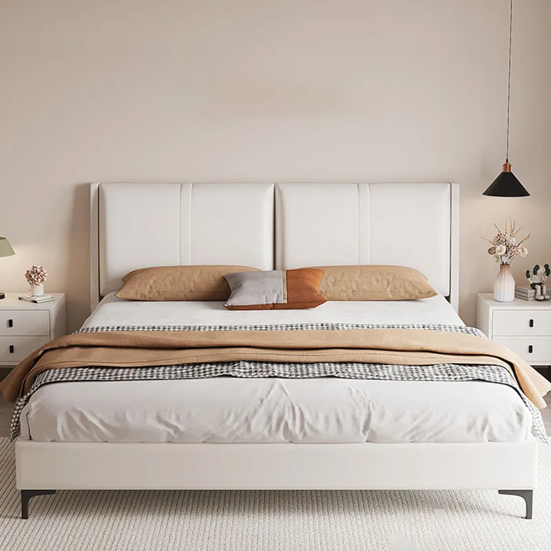 

Home Nordic Bed Minimalist Free Shipping Fashionable Design Light Luxury Bed Double Solid Wood Cama De Casal Home Furnitures