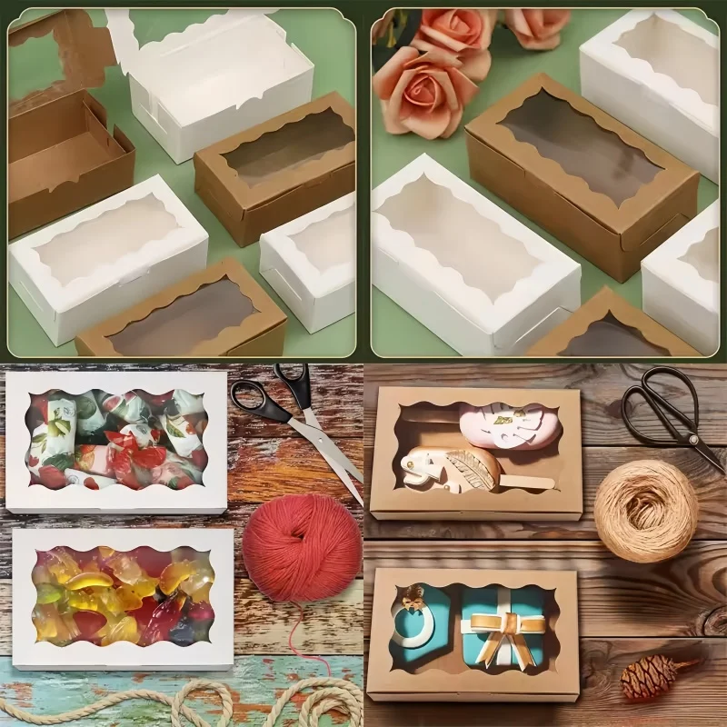 5/10pcs Gift Box with Clear Window - For Desserts, Pastries, Candies and Chocolates - Perfect for Weddings, Birthdays and more 4