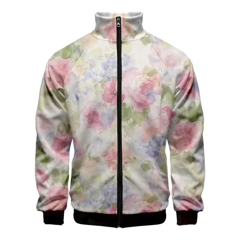 thumbnail image 1 of Chaqueta con estampado 3D de plantas y flores para hombre, abrigo de manga larga con estampado retro, chaquetas con cremallera de gran tamaño y personalidad para mujer, blusas de calle, 1 of 5