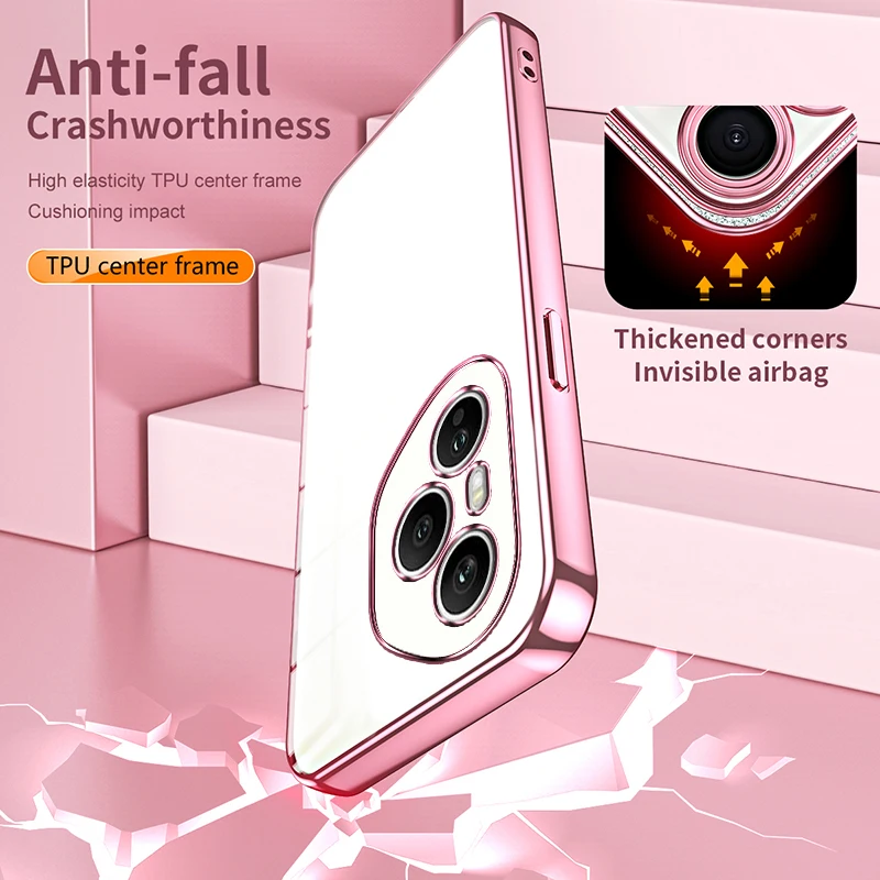 Transparent Electroplating Silicone TPU Shockproof Case - Fashionable Protective Back Cover