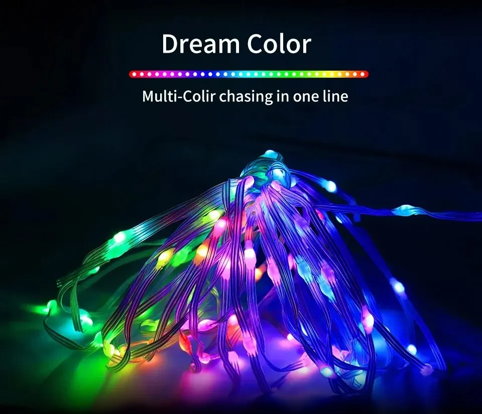 Description Picture 4 of item5M/10M/20M RGBIC LED Smart Fairy Lights Bluetooth APP Control String Light DIY for Christmas Party Wedding Home Decoration