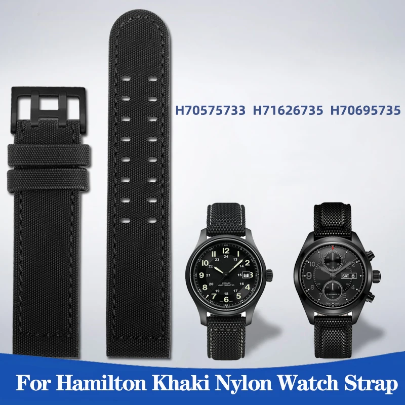 Correa De Reloj De Nailon Y Cuero Para Hombre, Accesorio De Pulsera Resistente Al Agua De 20Mm Y 22Mm, Para Hamilton Kaki Field Aviation H70575733 H71