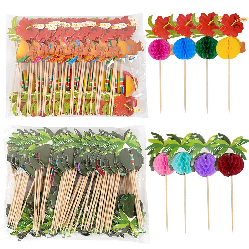 24 Decoraciones Para Tartas Hawaianas – Toppers Para Cupcakes Y Tartas, Tema Playa, Verano, Luau