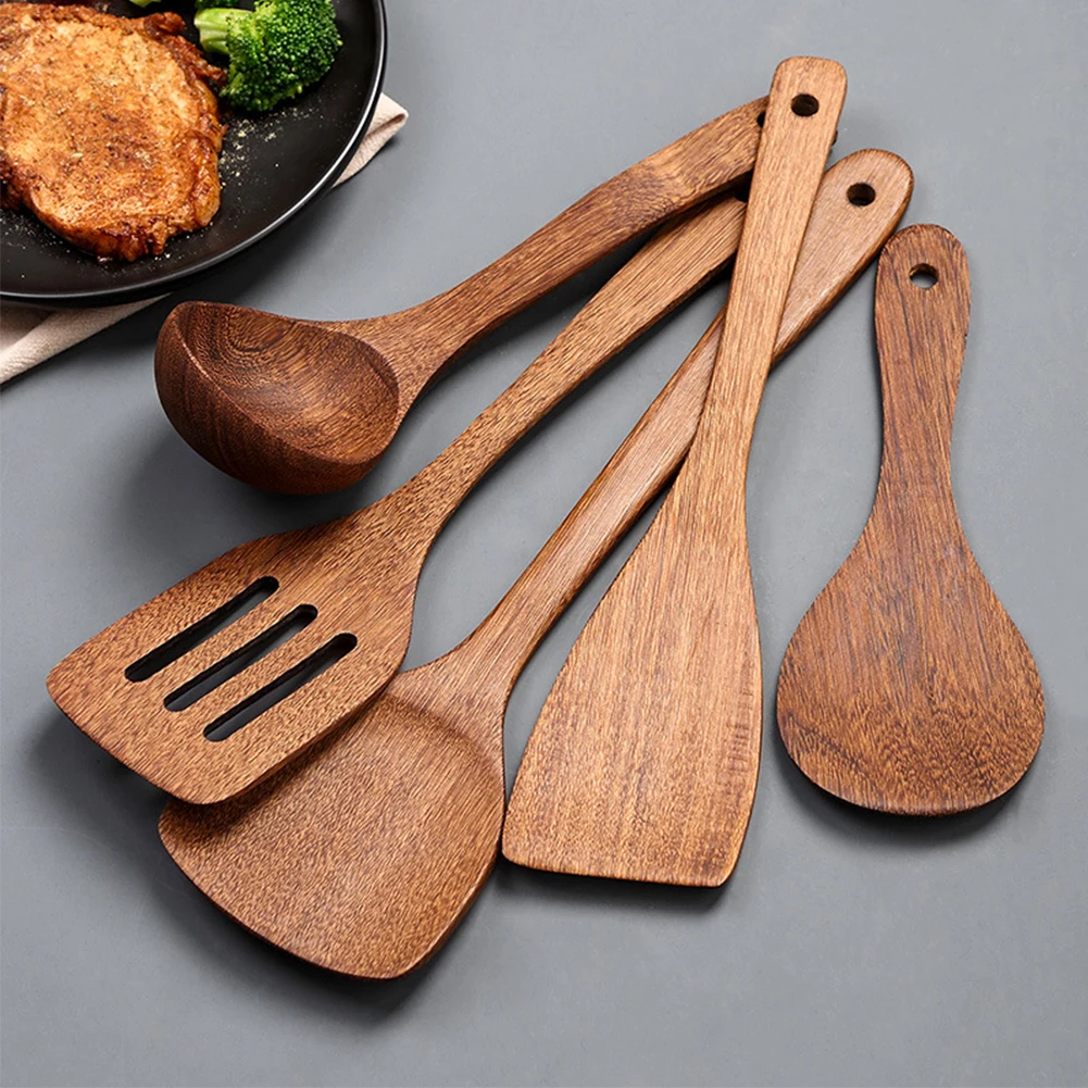 Non-stick Wooden Turner Spatula Rice Spoon  Cooking Bakery Utensils Dinner Food Wok Long-handled Shovels Japanese Kitchen Tools