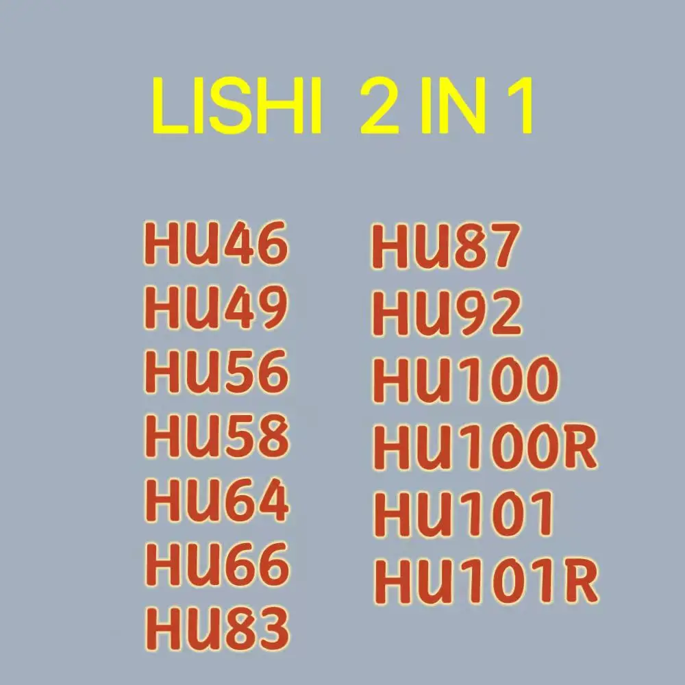 Hot Lishi 2 in 1 Tool HU49 HU46 HU56 HU58 HU64 HU66 HU83 HU87 HU92 HU100 10 cut HU101 Locksmith Tools