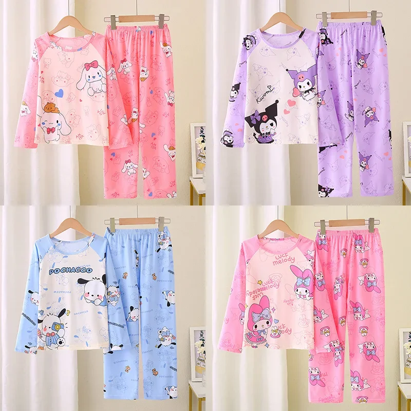 

Sanrio Hello Kitty Children's Pajamas Kuromi Sanrio Kawaii Anime Cinnamoroll My Melody Kids Pijama Girl Sleepwear Boy Loungewear