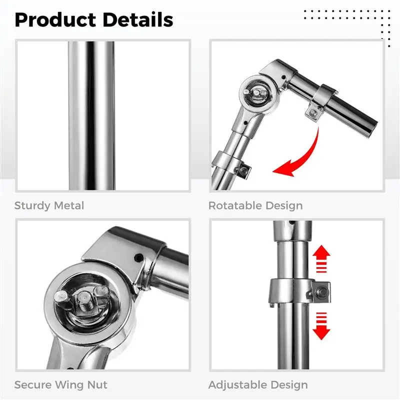 2Pcs Tom Drum Brackets Tom Mount Holder Arm Adjustable Mounting Holder Sturdy Metal Drum Replacement Stand Stable Support