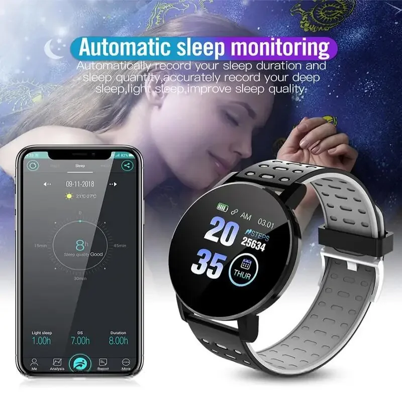 Smart Watch Led Digital Clock Waterproof Smartwatch 1.44" Screen Full Touch Smartband Heart Rate Monitor Fitness Tracker Watch