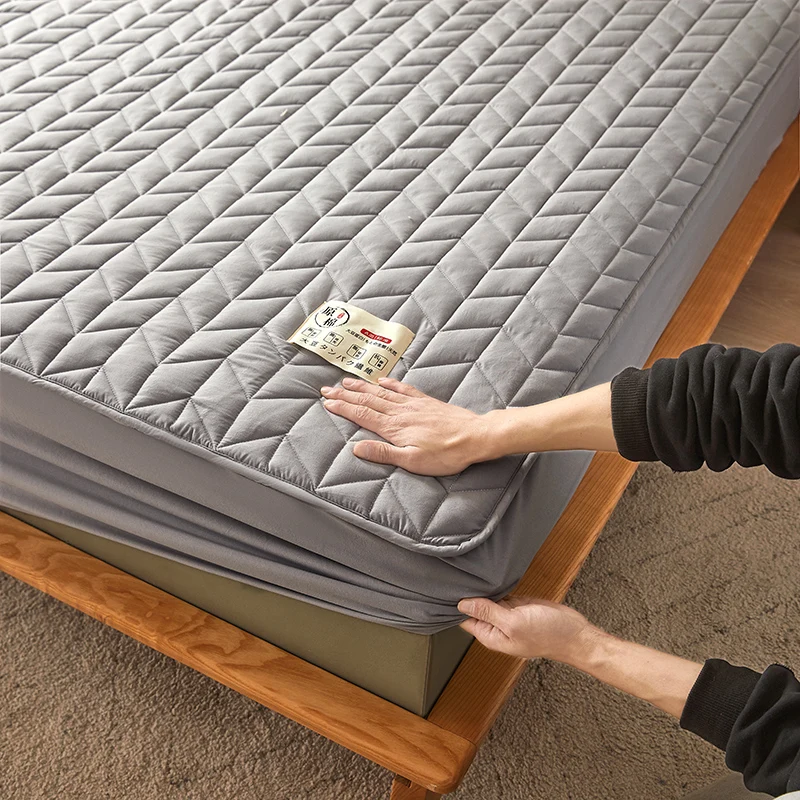 Cotton Thicken Mattress Cover Quilted Mattress Portector Topper Pad Anti-bacterial Non-Slip Bedspreads Soft Bedding Fitted Sheet 1